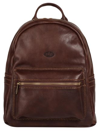 Pik&eacute; Cityrucksack PIK&Eacute;, Damen, Gr. B/H/T: 28cm x 26cm x 12cm, onesize, braun, Leder, Rindsleder, Retro, Rucks&auml;cke Cityrucksack, echt Leder, Made in Italy