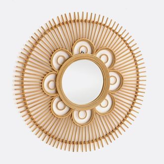 La Redoute Interieurs Ronde spiegel in rotan, bloemvorming &Oslash;90 cm, Nogu