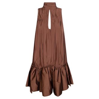 Rotate ROTATE Birger Christensen, Short Dresses, female, Brown, Size: XS Gathered Mini Dress