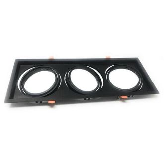 Trade Shop Trade Shop Traesio - Trade Shop - Portafaretti Incasso Triplo Per Faretto Ar111 Rettangolare Orientabile P-ar111-3 - Negro