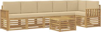 vidaXL Conjunto De Sof&aacute;s De Exterior 7 Uds. Y Beige Poli&eacute;ster Vidaxl