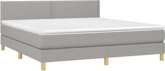 vidaXL Vidaxl - Cama Box Spring Con Colch&oacute;n Tela Y Led Gris Claro 180x200 Cm