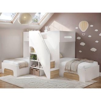 Flair Mason Staircase Triple Sleeper Bed with Storage in Light Oak | Size: Single