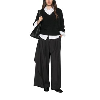 C.T. Plage Jersey de pico - Knitwear - Mujer - Negro - XS