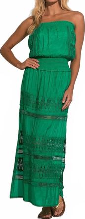 Elan Strapless Crochet Maxi Dress In Green
