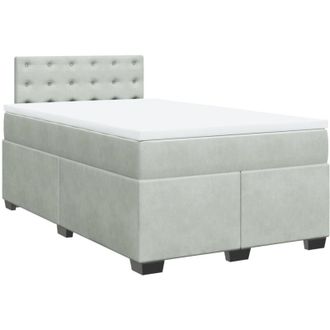 vidaXL Vidaxl - Cama Box Spring Con Colch&oacute;n Terciopelo Gris Claro 120x190 Cm