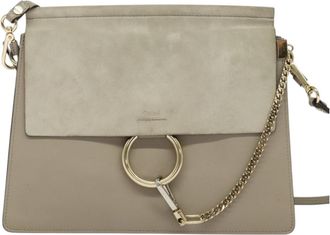 Chloé Faye Gray Suede Shoulder Bag (Pre-Owned)