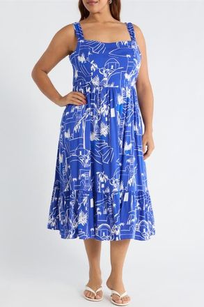 Sugarlips Mims Town Sunnyvale Midi Dress in White Blue at Nordstrom, Size 1 X