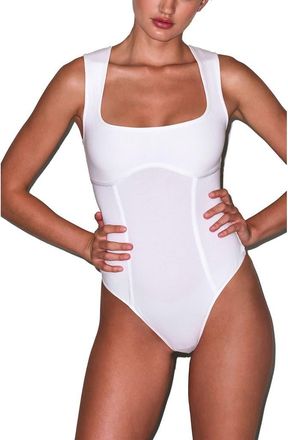 Fleur du Mal Organic Cotton Scoop Neck Bodysuit in Ivory at Nordstrom, Size X-Small