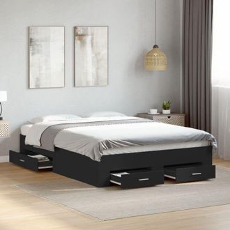 vidaXL Giroletto con Cassetti Nero 120x190 cm in Legno Multistrato - Vidaxl