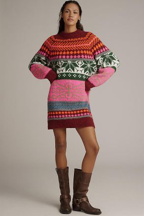 Essentiel Long-Sleeve Jacquard Sweater Mini Dress