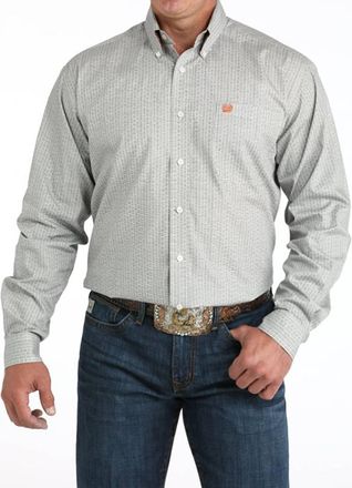 Cinch Mens Print Button Down Shirt In Cream