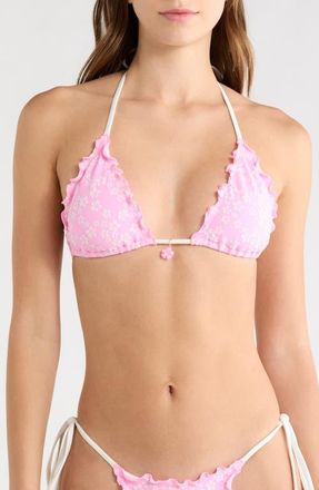 Kulani Kinis Lettuce Trim Bikini Top in Sugar Sprinkle at Nordstrom, Size X-Large