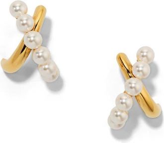 Nadri Esme Faux Pearl Hoop Earrings in Gold at Nordstrom