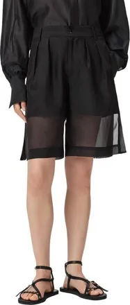 AllSaints Banu Sheer Shorts in Black at Nordstrom, Size 8 Us