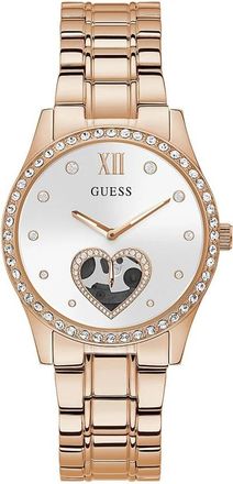 Guess Horloge met hartvormige wijzerplaat en stalen armband - Dames - Horloges - Geel - ONE Size - Accessoires