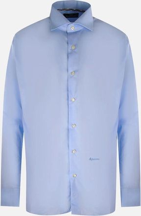 Aquascutum Mens Aquascutum Branded Plain Long Sleeve Blue Shirt - Size: 38/Regular
