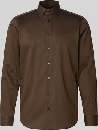 Jake*s Regular Fit Business Hemd aus Baumwolle mit Kentkragen in Schoko, Größe 37/38
