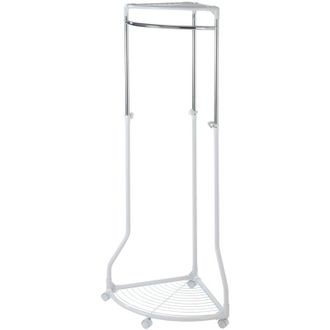 WENKO 4364700100 Ingresso Indipendente con scarpiera, Appendiabiti ad Angolo Regolabile, Bianco/Cromato, Portata Fino a 50 kg, 27,6 x 44-166,1 x 55,1