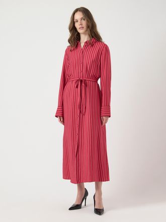 Y.A.S Hemdblusenkleid Y.A.S YASKAYA LS LONG SHIRT DRESS S. NOOS, Damen, Gr. 34, N-Gr, rosa (rethink pink stripes:tibetan rot), Web, Obermaterial: 85% Viskos