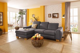 HOME AFFAIRE Ecksofa »Dundee L-Form« wahlweise mit Kopfteilverstellung und zusätzlich mit Bettfunktion