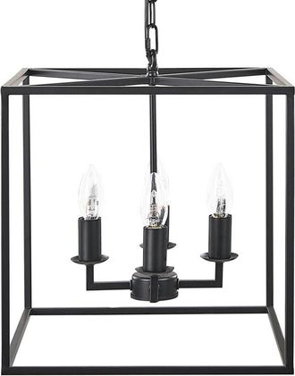 Beliani L&aacute;mpara De Techo De Metal Negro 115 Cm Estructura Cubo Jaula 4 Luces Moderno Wanchet