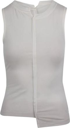 Yohji Yamamoto Tanktop met asymmetrische raw-edge details - Dames - Tops zonder mouwen - Wit - XS - Tops