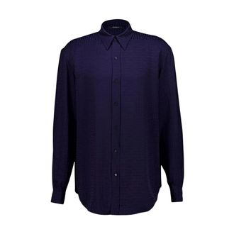Balmain Monogram Jacquard Shirt - male - Balmain - Casual Shirts - Blue - M - Shirts
