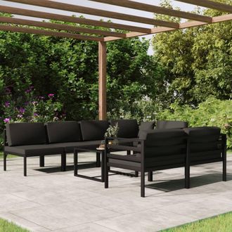vidaXL Set Muebles De Jard&iacute;n 8 Pzas Y Cojines Aluminio Gris Antracita Vidaxl