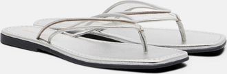 Veronica Beard Clea leather-trimmed PVC thong sandals