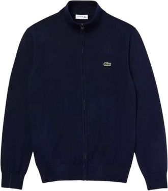 Lacoste Truien & Vesten, Heren, Blauw, M, Katoen, Trui met Hoge Hals en Rits