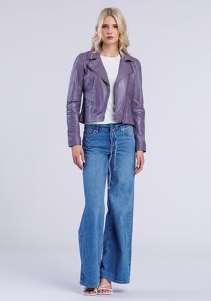 Freaky Nation Lederjacke FREAKY NATION Lederjacke-FN, Damen, Gr. M (38), lila, Oberstoff: 100% Leder; Futter: 100% Baumwolle, normal, Jacken Lederjacke