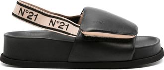 N°21 logo-debossed slingback sandals - women - Leather - 41 - Black