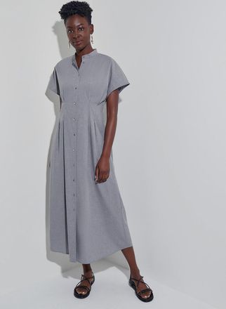 Misook Fit & Flare Button Front Maxi Dress - Modern Fit