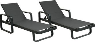 Vente-Unique Conjunto de 2 tumbonas de aluminio y textilene - Antracita - KILA de MYLIA