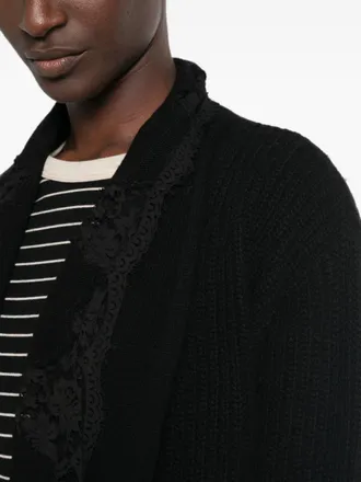 Ermanno Scervino Lace-Paneled Ribbed Cardigan - Black