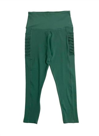 Legend Womens High Rise Moto Side Pockets Capri Leggings In Green