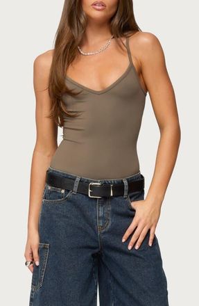 Edikted Teaghan Fitted Bodysuit in Olive at Nordstrom, Size X-Small