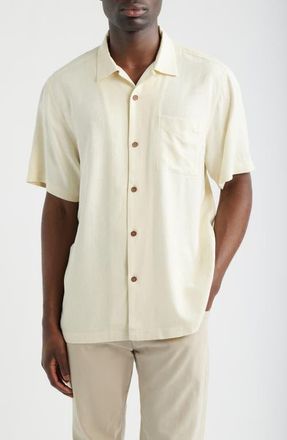 Tommy Bahama Blush Bayou Silk Camp Shirt in Cloud Cream at Nordstrom, Size Xx-Large