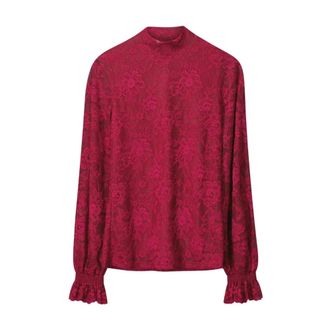 Pom Amsterdam Tops, Dames, Rood, S, Polyester, Lace Turtleneck