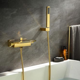 OEM Grifo De Ba&ntilde;era Tipo Cascada, Grifo De Ba&ntilde;era Con Ducha De Mano, Grifo Mezclador De Ba&ntilde;era De Lat&oacute;n, Grifo De Ba&ntilde;era De Pared Con Dos Manijas