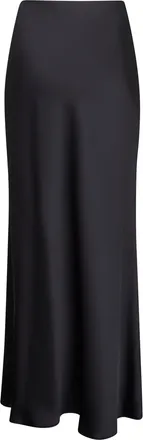 Blanca Vita Womens Midnight Blue Satin Long Flared Skirt Polyester