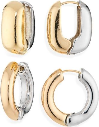 Tasha Set of 2 Two-Tone Hoop Earrings in Gold/Silver at Nordstrom Rack