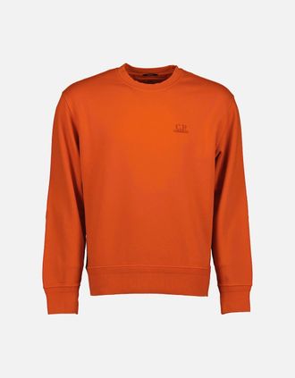 C.P. Company Mens Diagonal Fleece Resist Dyed Logo Sweat - Orange - Size: 34