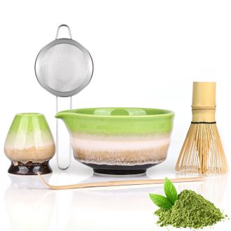 OEM Kit De Matcha De 5 Piezas: Incluye Un Batidor De Bamb&uacute;, Una Cuchara, Un Colador, Un Taz&oacute;n De Matcha De 520 Ml Y Un Soporte Para Accesorios De Ceremoni