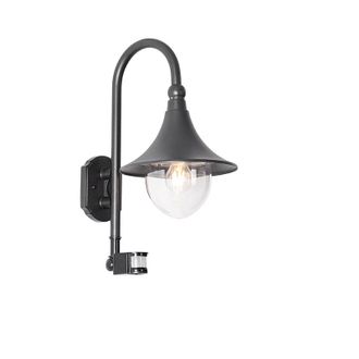 QAZQA Cl&aacute;sico/antiguo L&aacute;mpara De Pared Exterior Negra Ip44 Con Detector De Movimiento - Daphne Aluminio /pl&aacute;stico Redonda Adecuado Para Led Max. 1 X 15 Watt