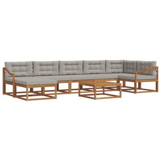 vidaXL Conjunto De Sof&aacute;s De Exterior 8 Pcs Gris Natural Y Claro Vidaxl