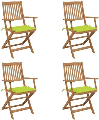 vidaXL Vidaxl - Sillas De Jard&iacute;n Plegables 4 Uds Y Cojines Madera Maciza Acacia