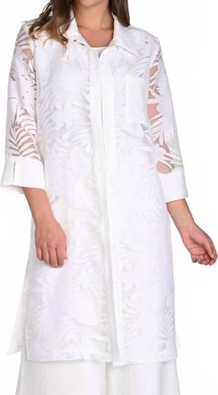 Frank Lyman Design Casual Button Tropical Print Tunic Dress In White