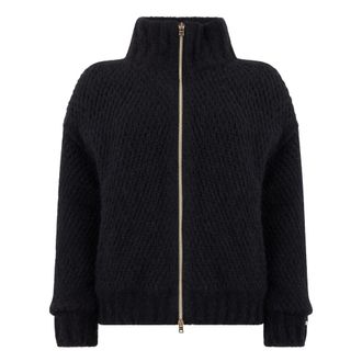 Herno Truien & Vesten, Dames, Zwart, L, Wol, Cardigan Met Rits